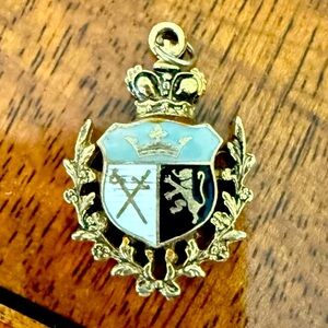 Vintage Coro Gold Shield Coat of Arms Pendant Charm